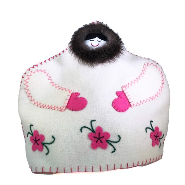 Tea Cosy White Pink Flowers