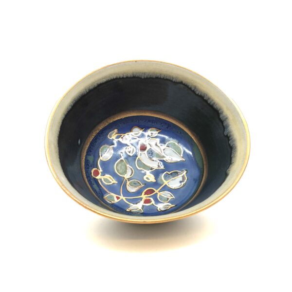 Dark Blue Bowl with Leaves